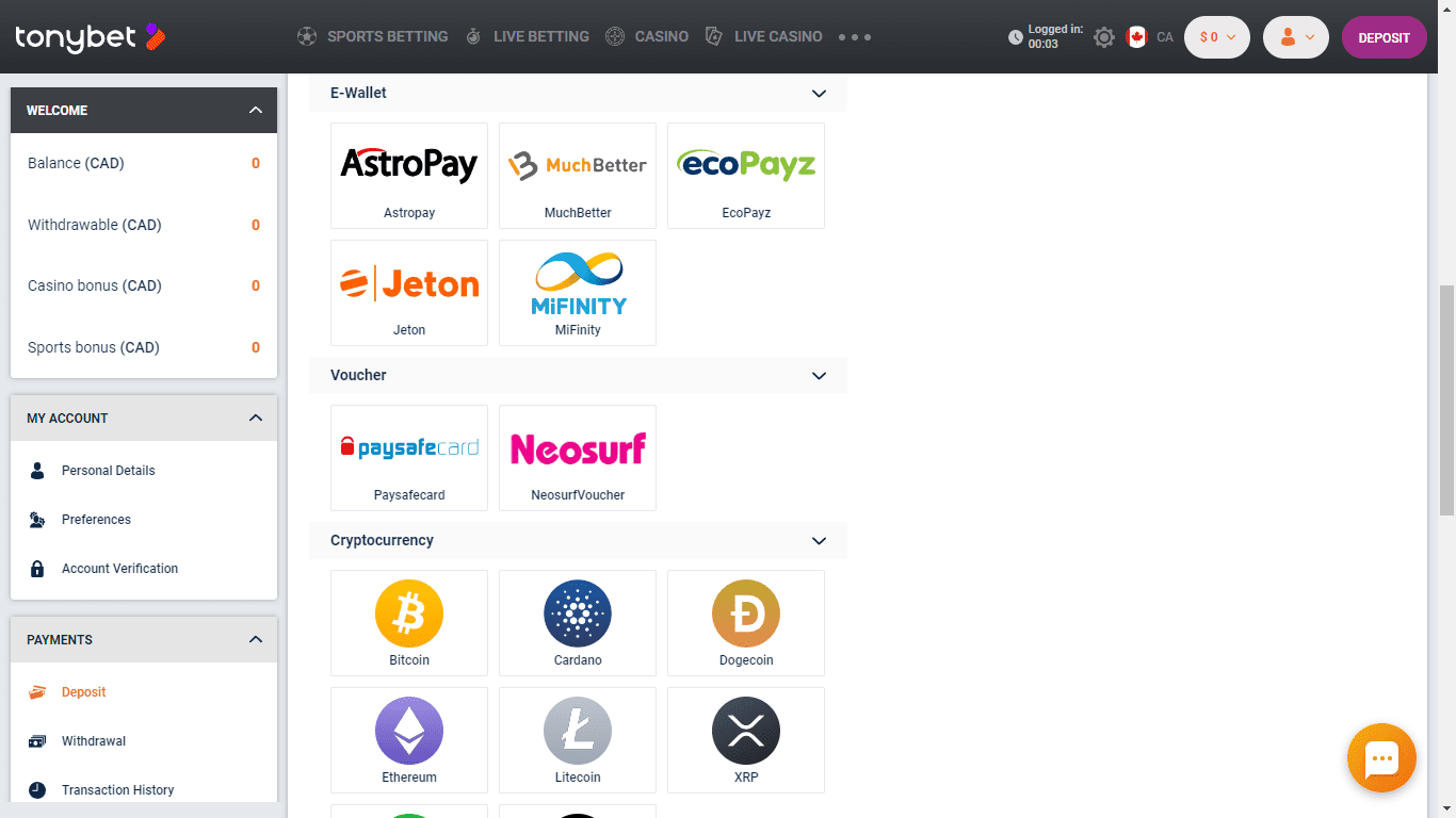 e Wallets banking options