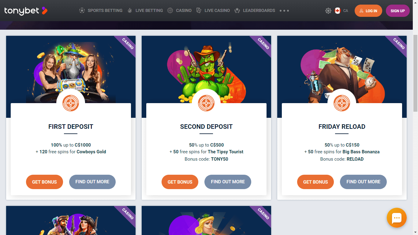 TonyBet Casino bonus